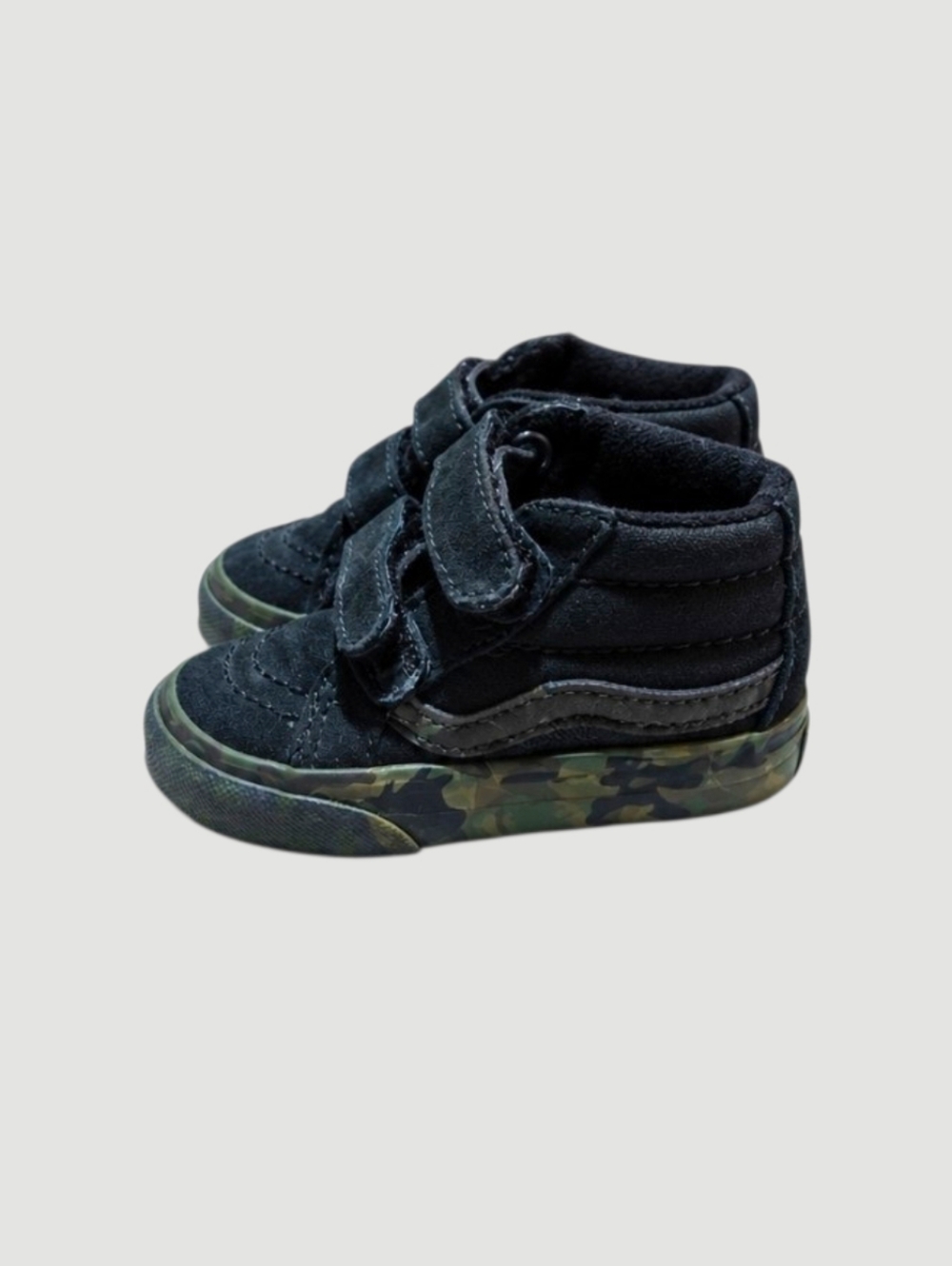 VANS Toddler Sk8-Hi Black & Olive Green Military Camo Canvas Sneakers Size 4T
